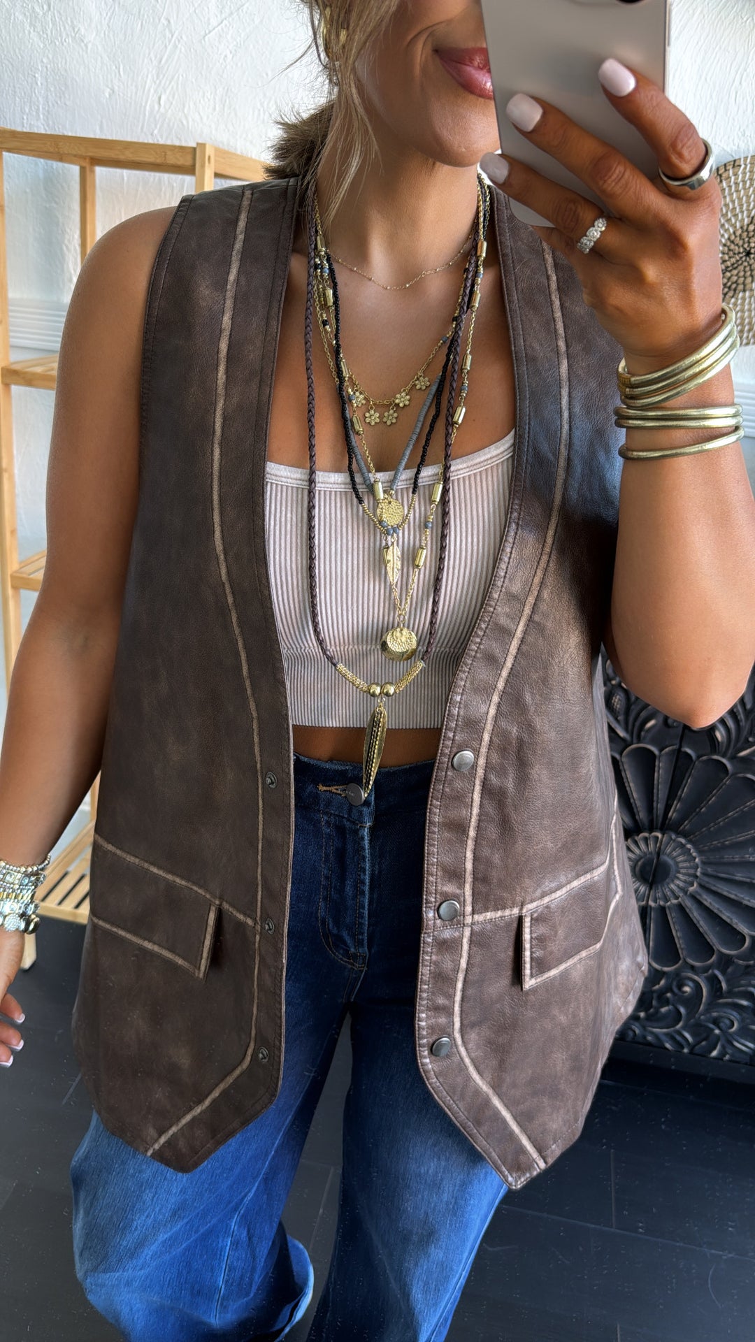 Stone Ridge Leather Vest, Espresso