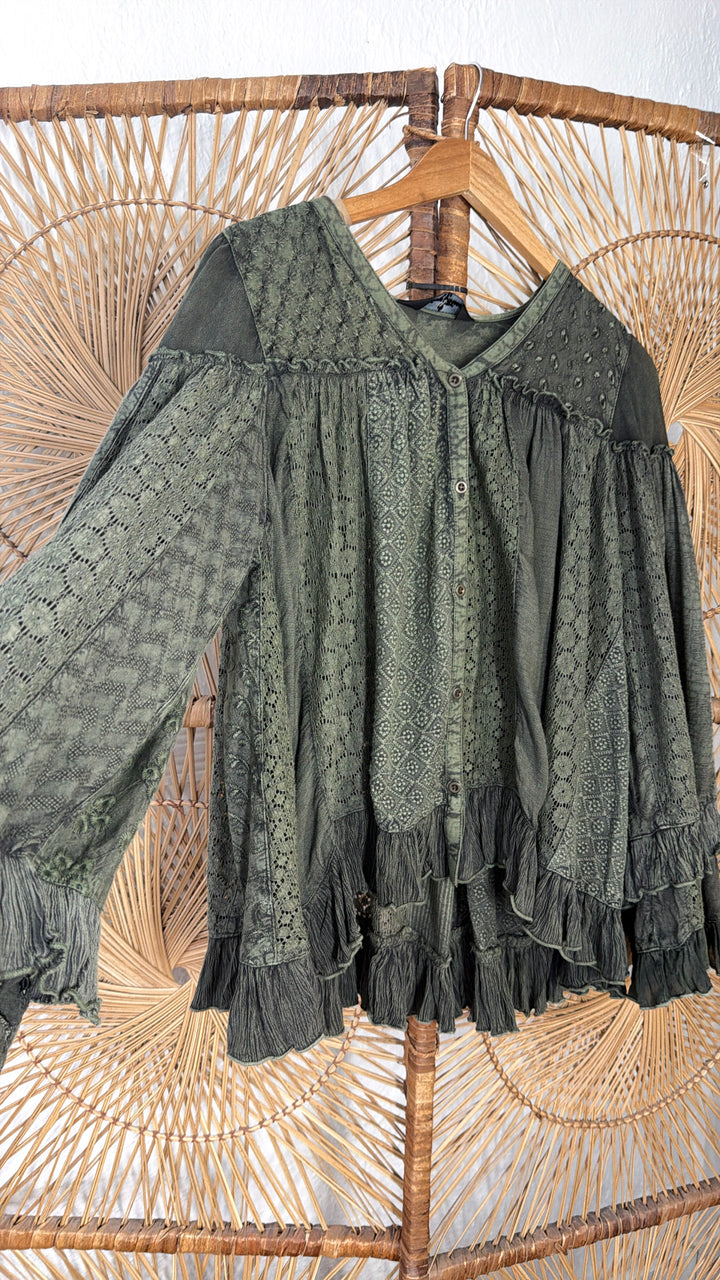 Laken Button Blouse, Basil