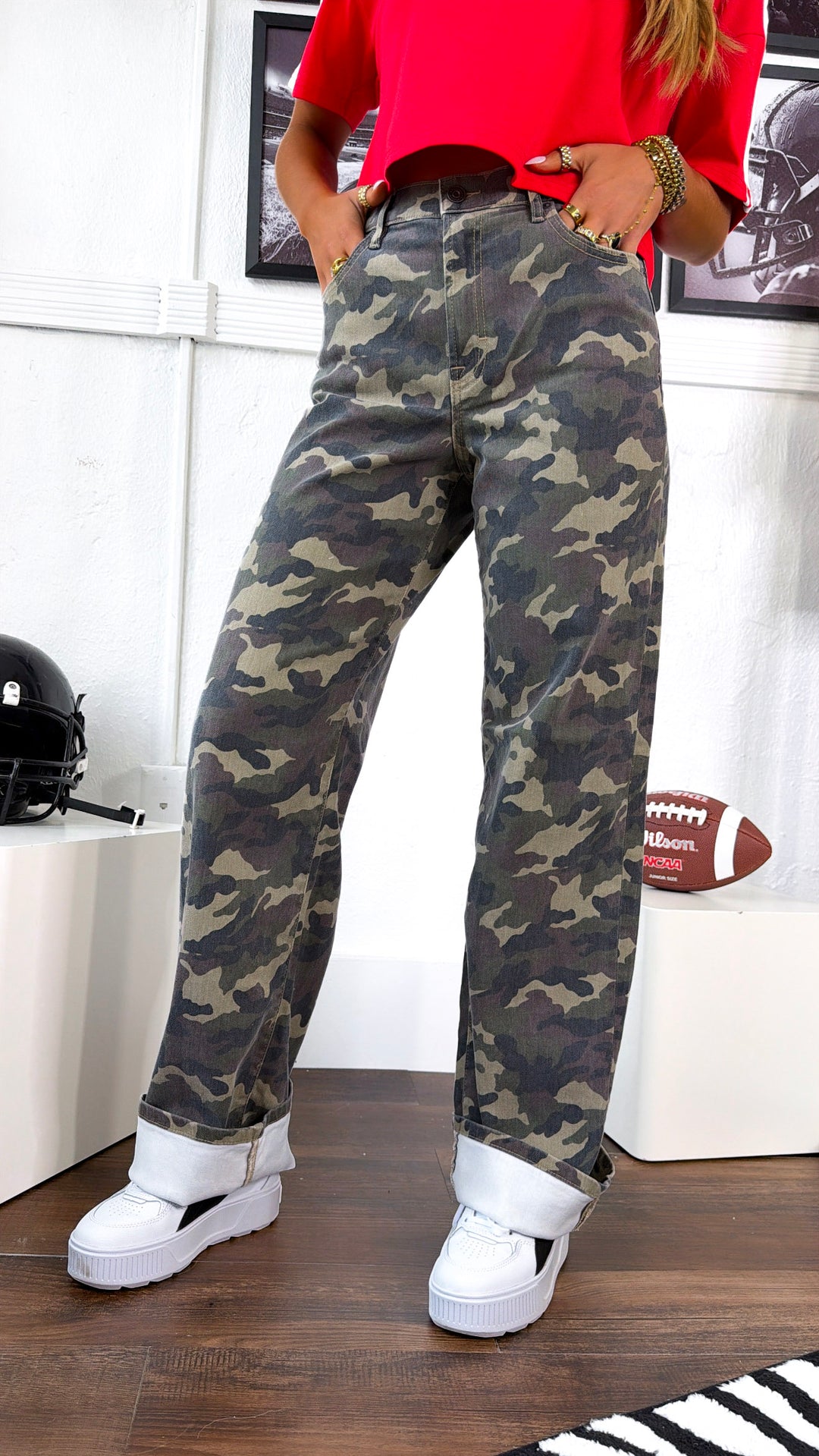 HIDDEN: Rebel Terrain Wide Leg Camo Jeans