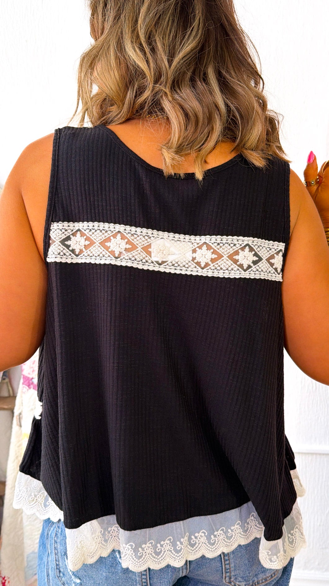 Cassia Button Tank, Black