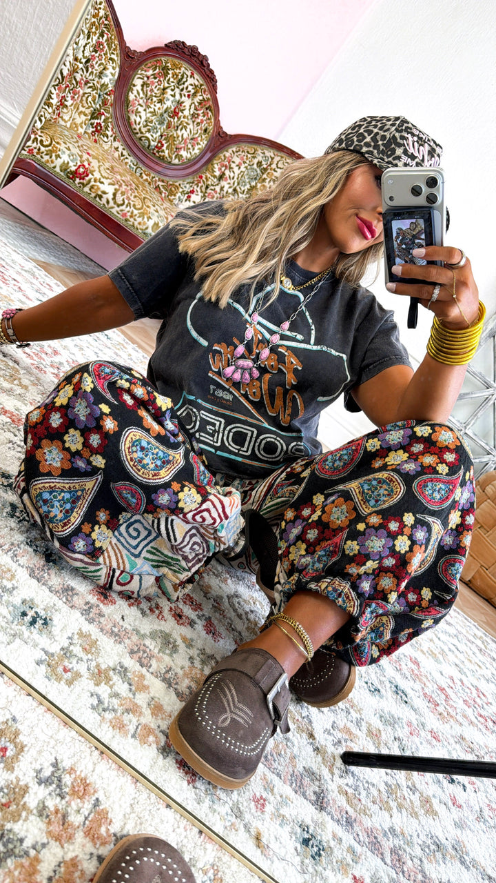 Paisley Fields Jogger, Black Multi