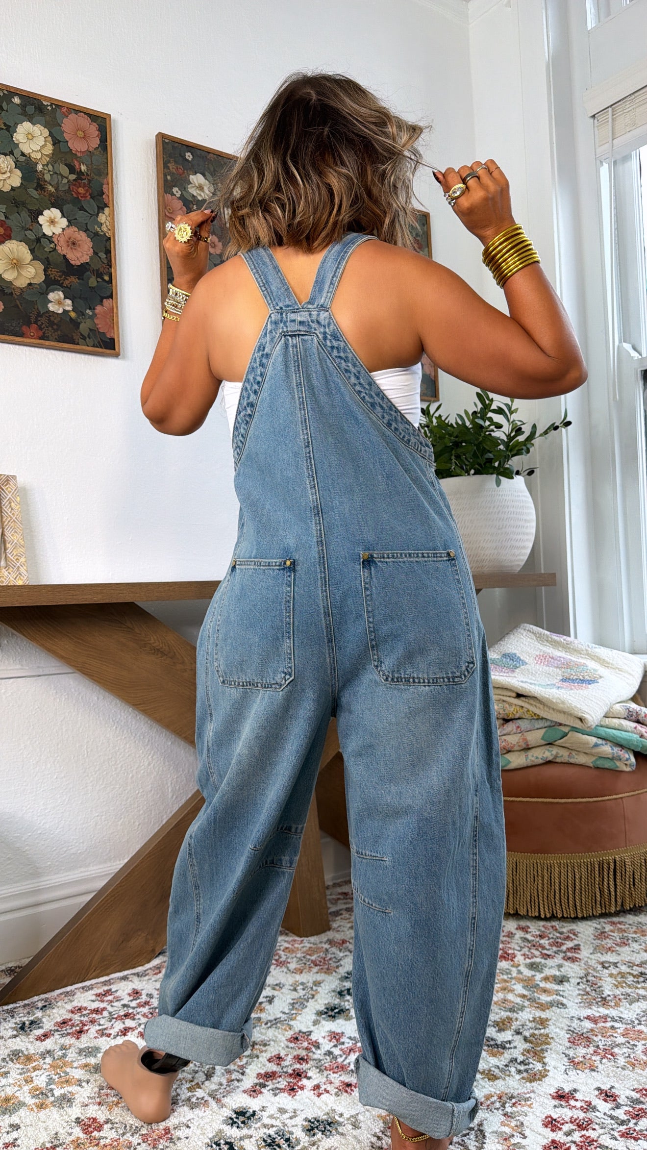 Bayberry Bloom Overalls, Denim – Everyday Chic Boutique