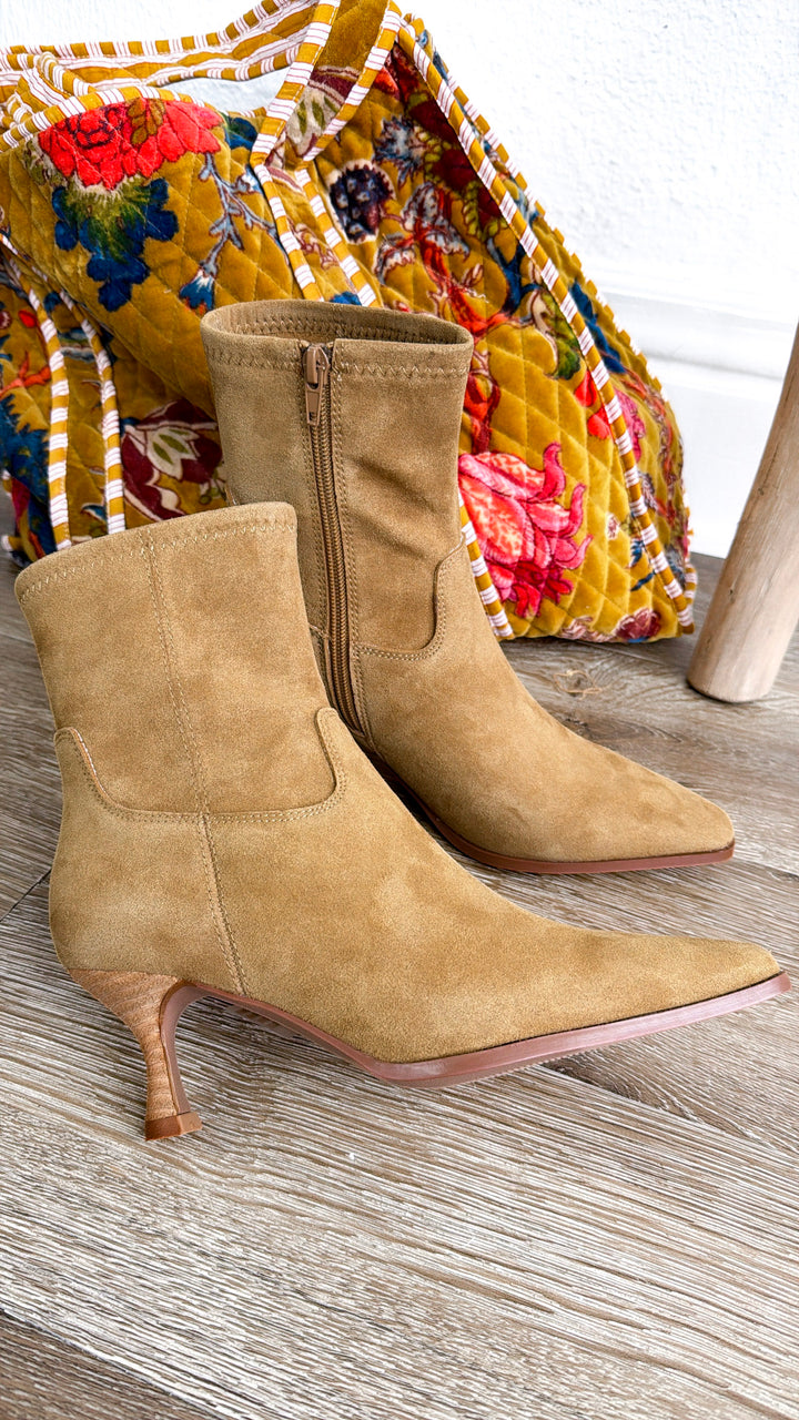 The Classic Heeled Bootie, Tan