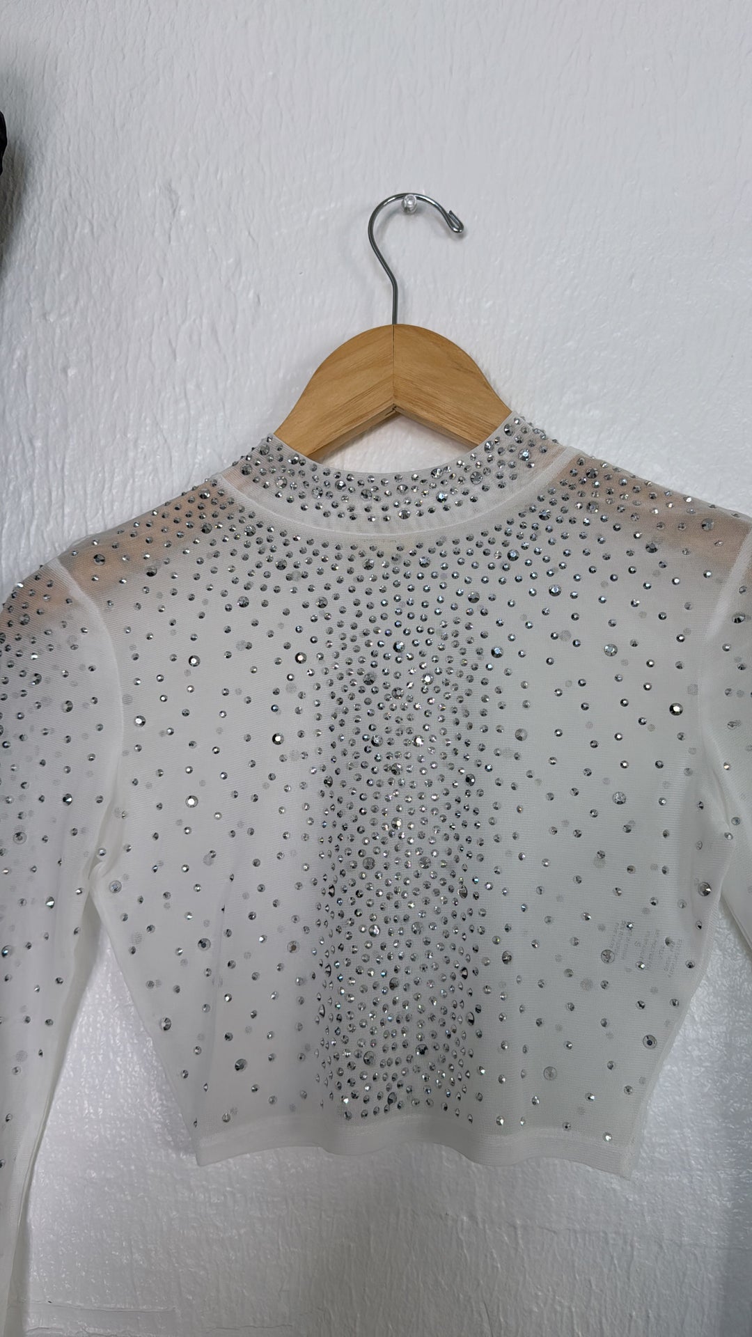 Rhinestone Crop Top, White