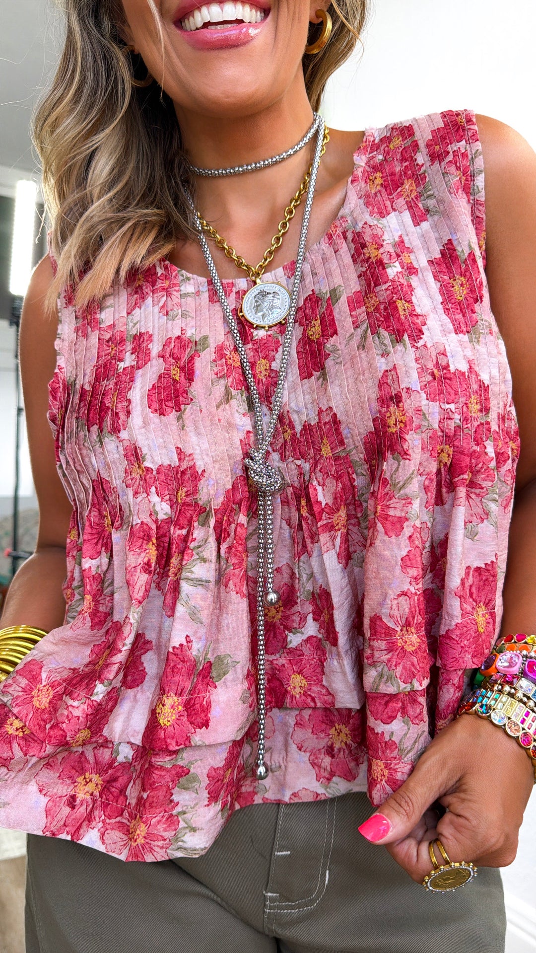Somerset Floral Tank Top, Pink