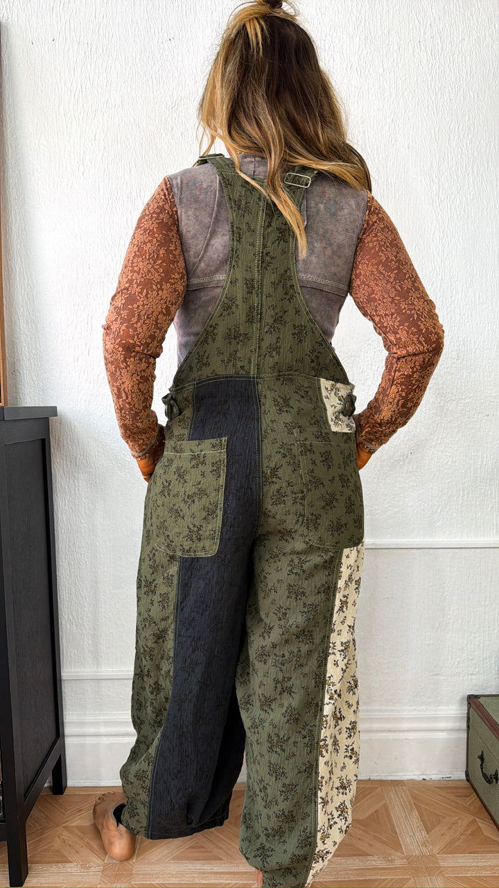ECB Exclusive: Ruth Overall Bib, Olive Navy Floral