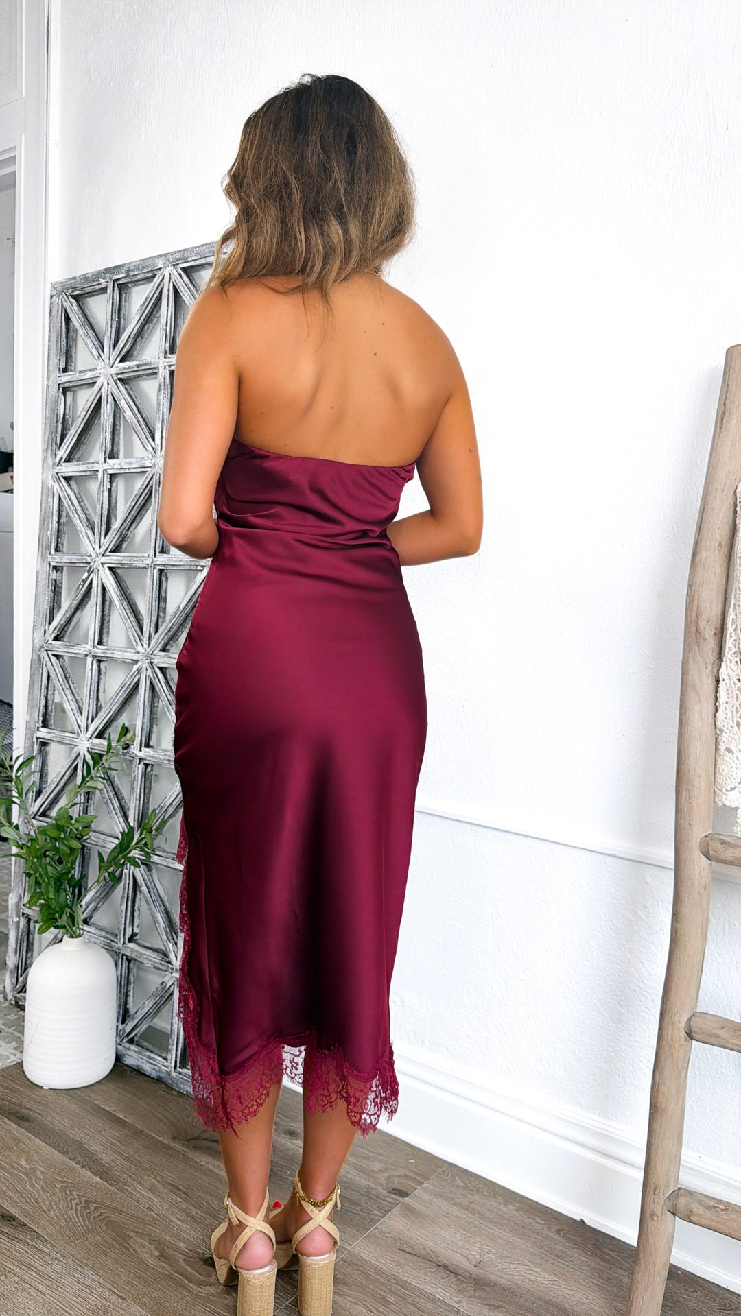 Charlotte Jean Strapless Dress, Pomegranate