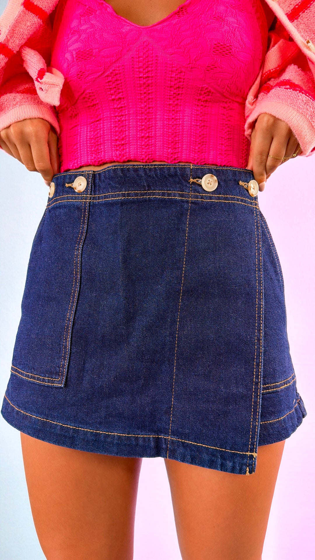 Ridge Wrap Denim Skirt, Denim