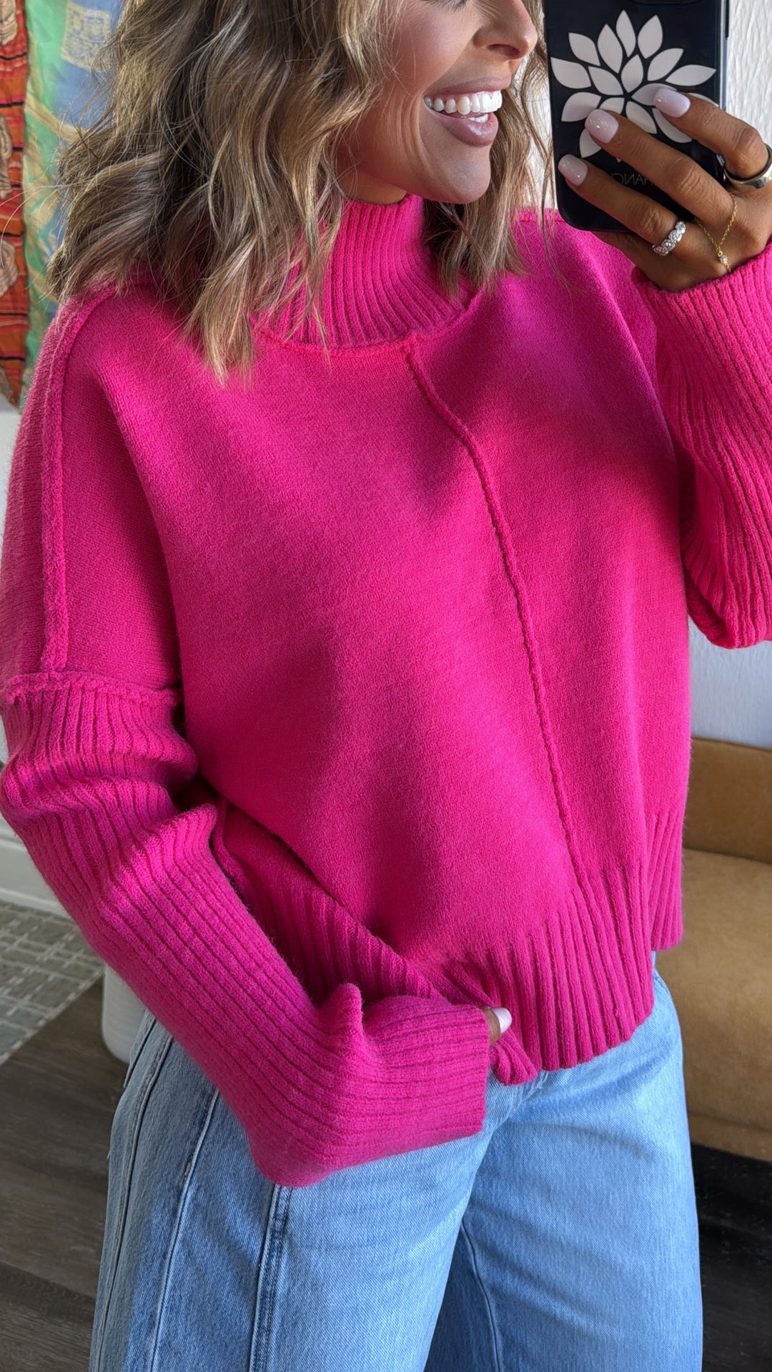 The Cozy Edit Sweater, Hot Pink