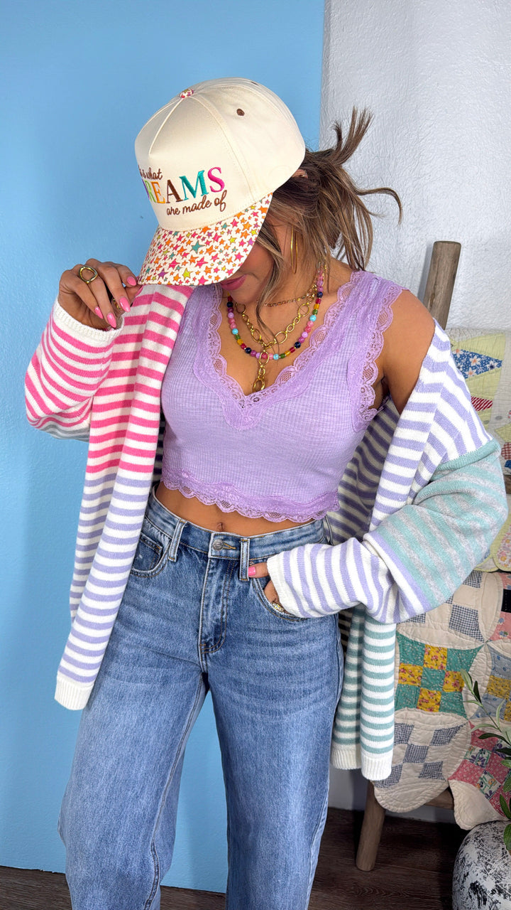 Tide & Glow Striped Sweater, Punch/Lavender