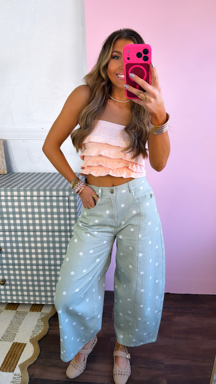 Layered Ruffled Tube Top, Peachy Pink