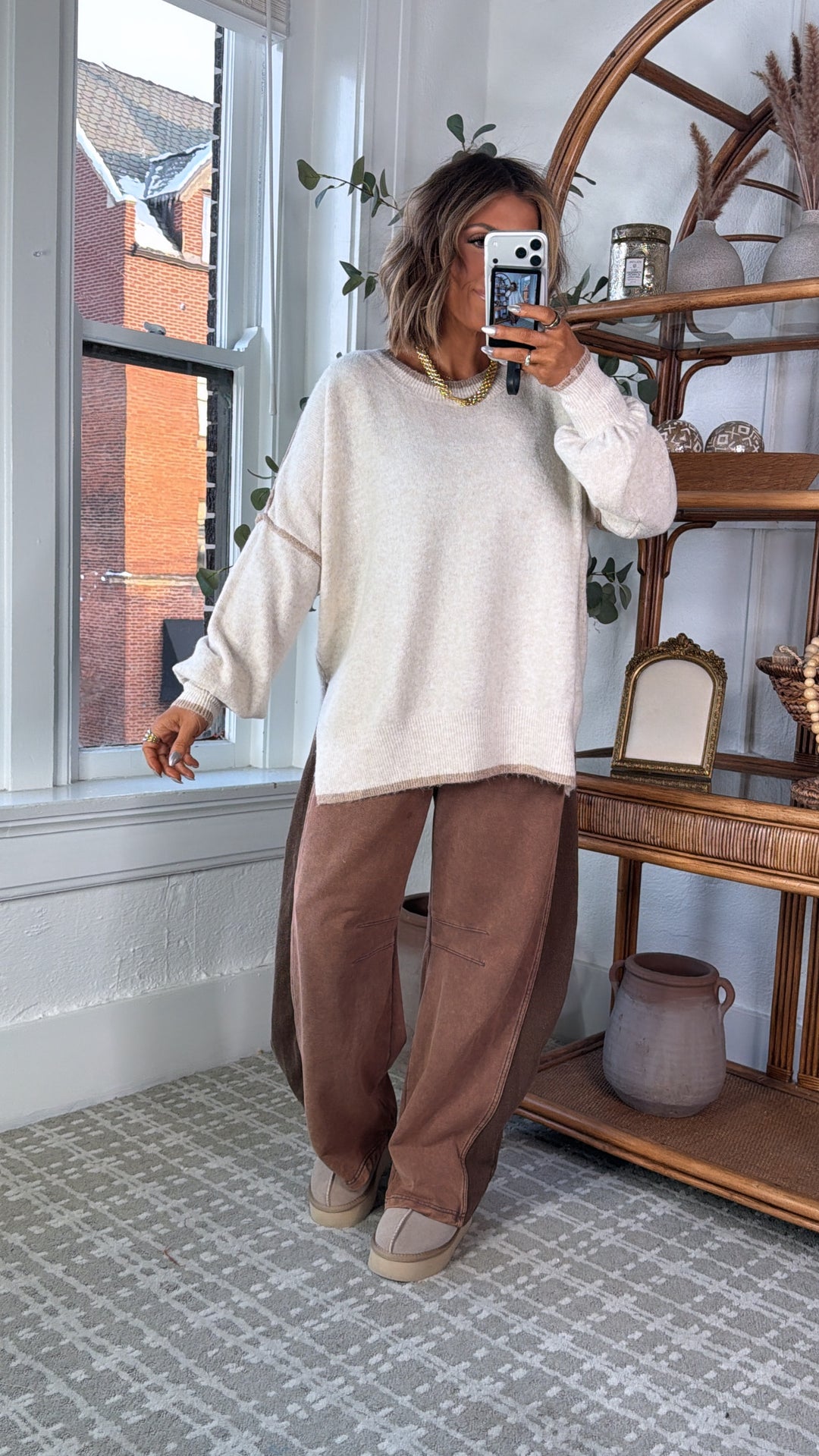 Wear Around Oversized  Cozy Sweater, Oatmeal