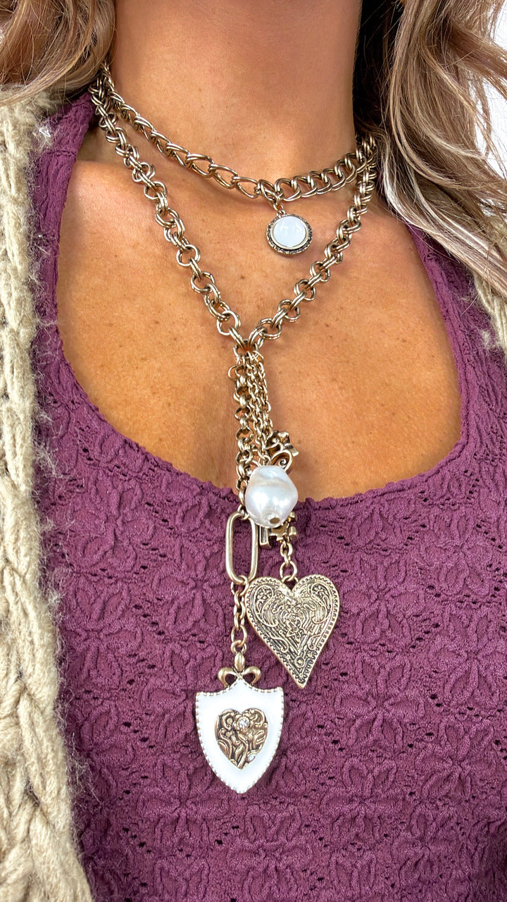 Layered Heart Chain Necklace