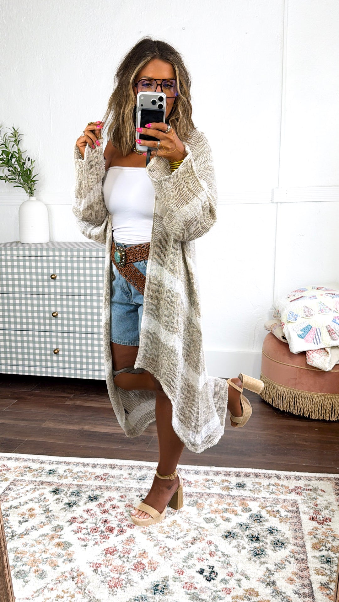 Sunset Views Duster Cardigan, Mocha Multi