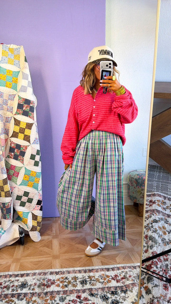 Locket Theme Plaid Pants, Green Combo