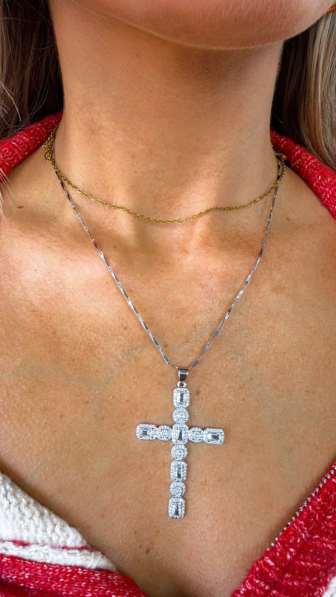 Heavenly Silver Cross Necklace