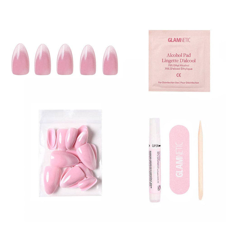 Lovers Blush Press-On Nails | Short Almond | Velvet Pink