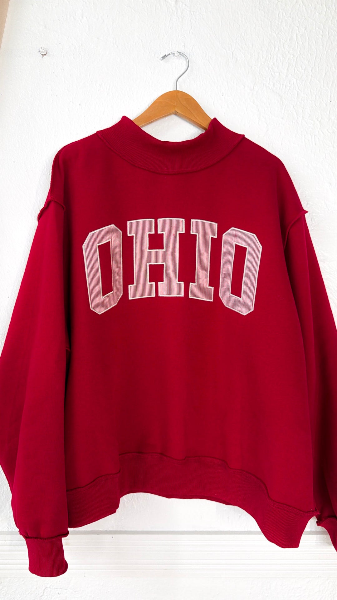 Detailed Ohio Mock Neck Sweatshirt, Red