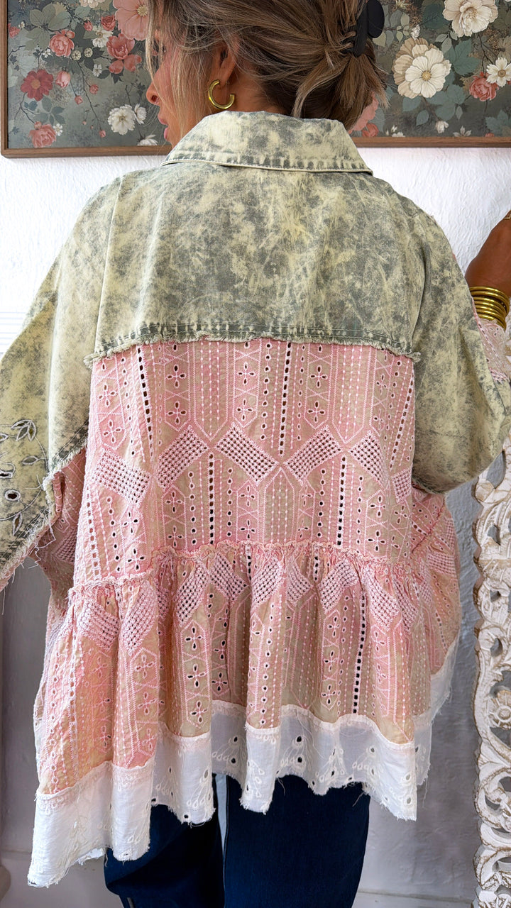 Dark Rise Eyelet Top, Strawberry Matcha