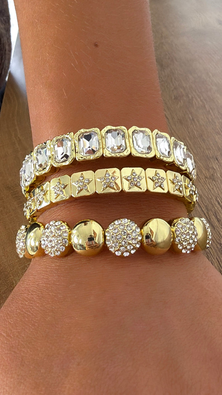 Radiant Gold Crystal Bracelet Stack