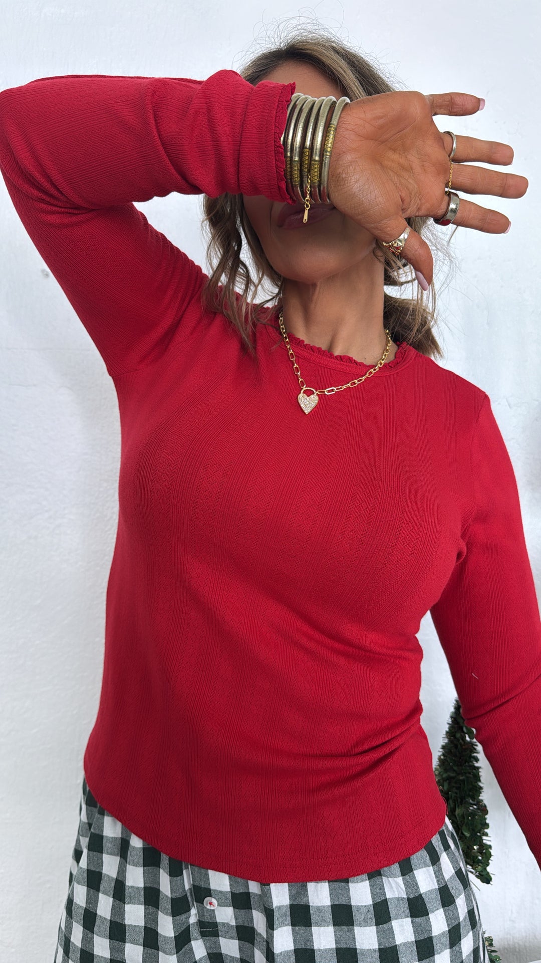 Anora Long Sleeve, Cherry