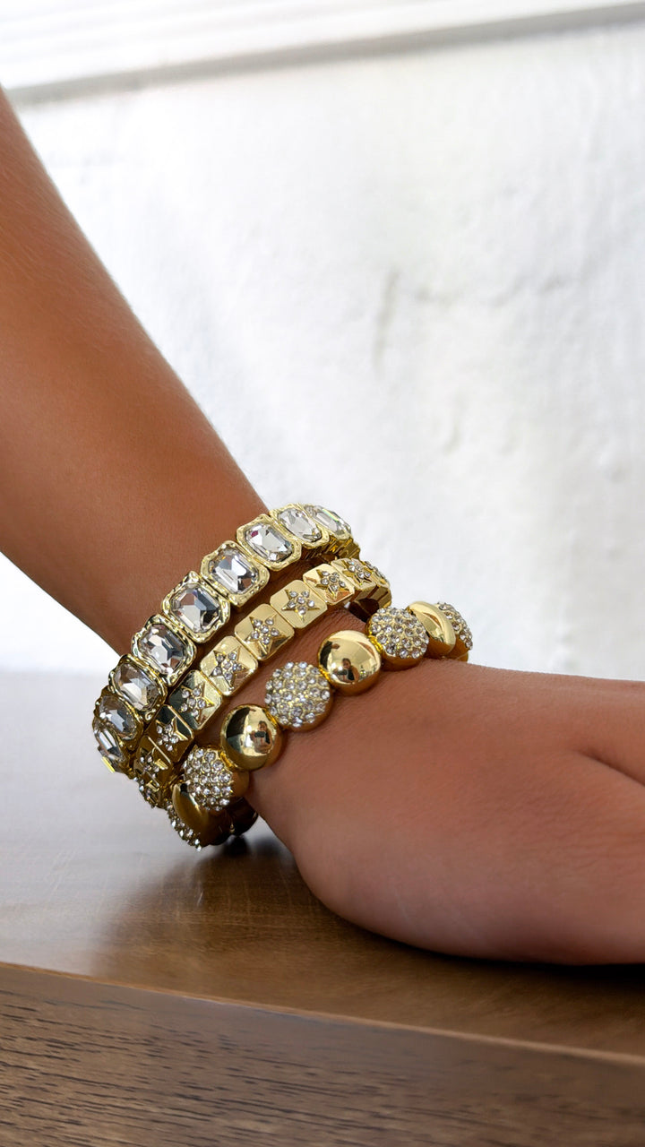 Radiant Gold Crystal Bracelet Stack