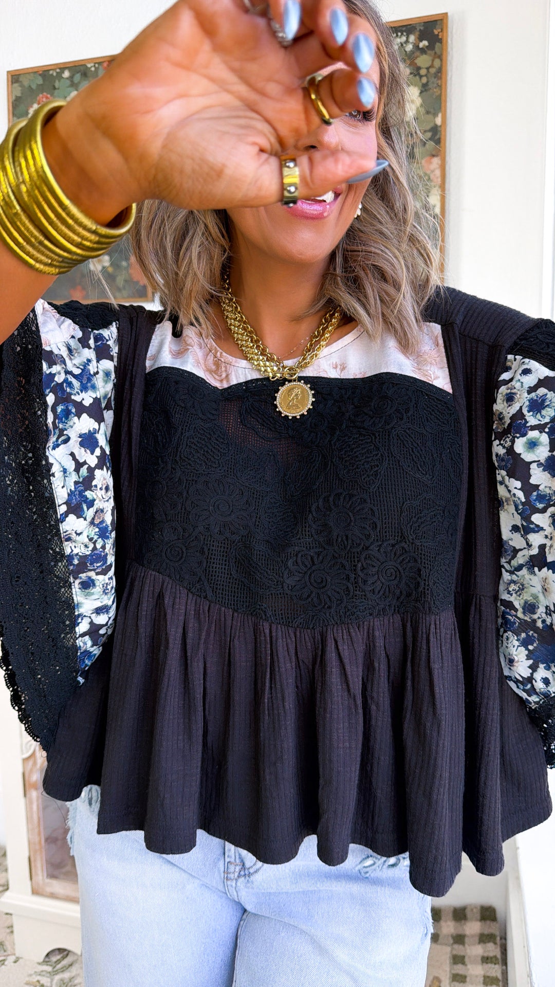Picnic Day Blouse, Black