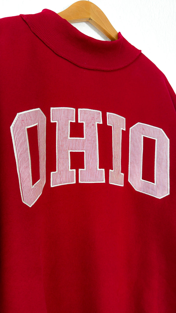 Detailed Ohio Mock Neck Sweatshirt, Red