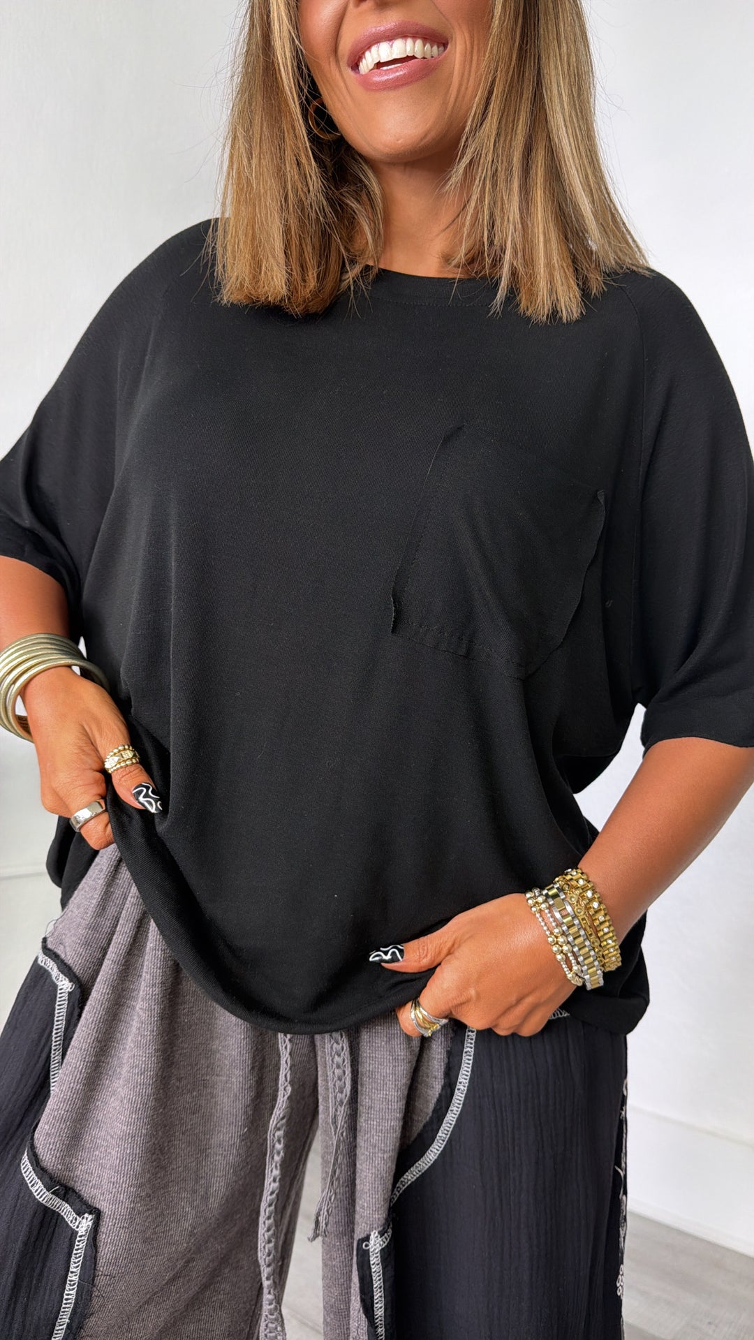 DOORBUSTER: All Day Ease Slouchy Tee, Black