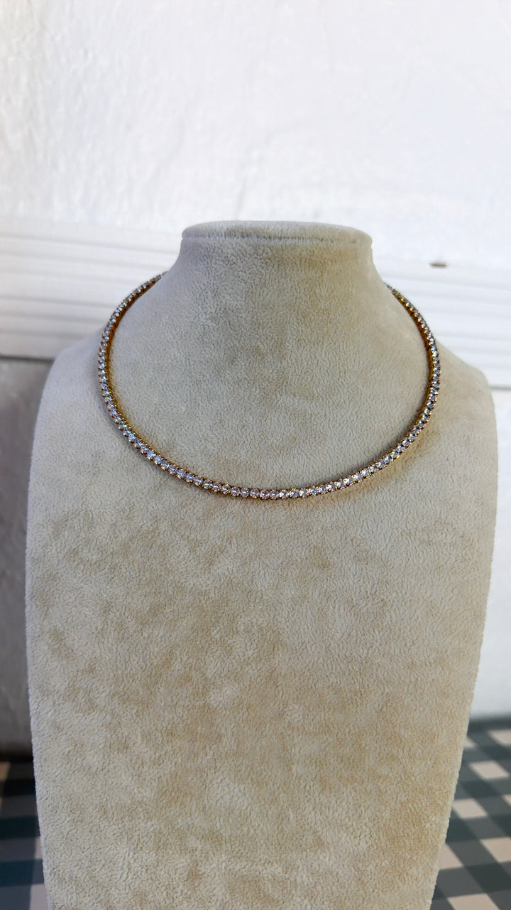 Luxe Tennis Necklace, Gold
