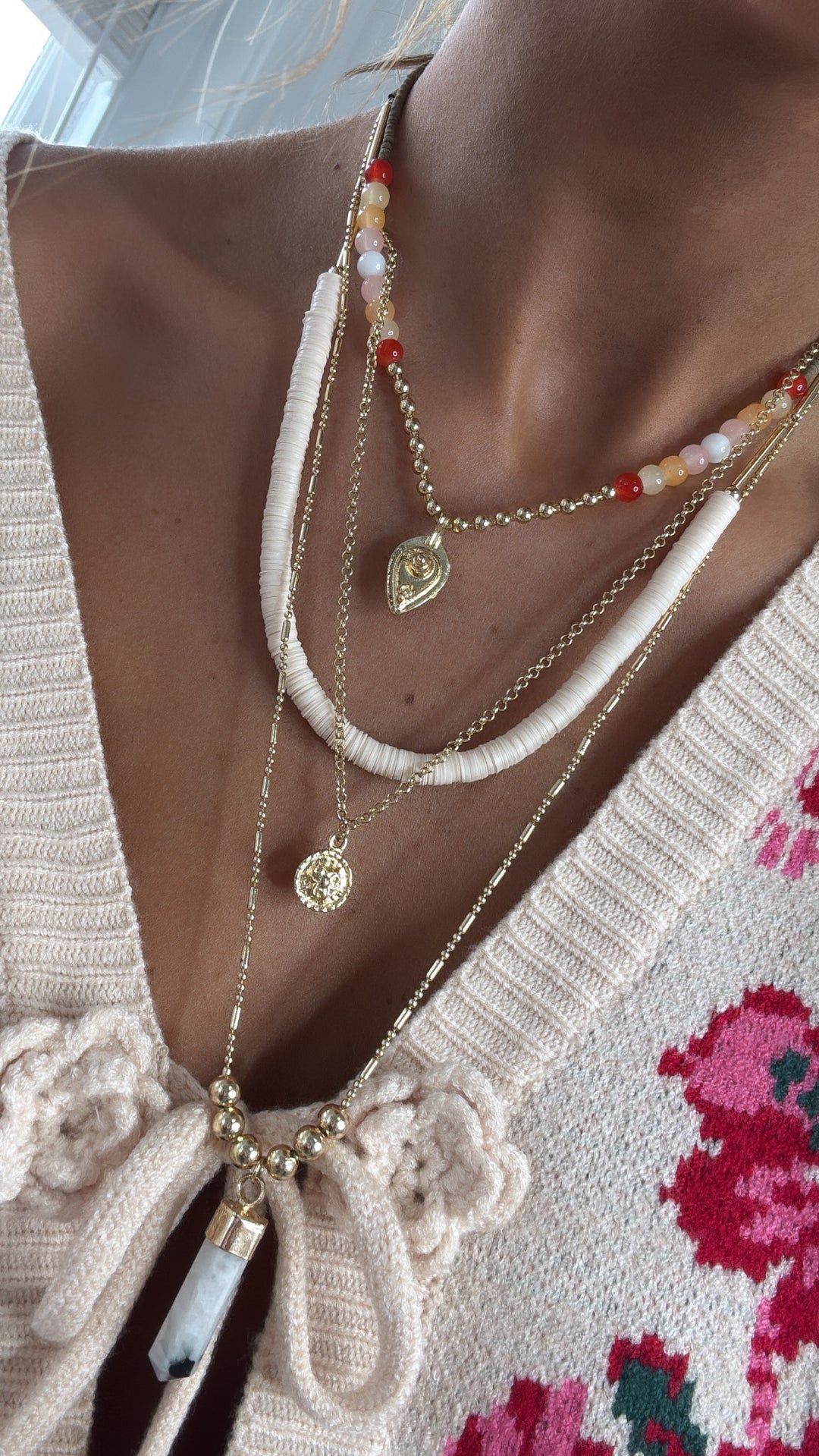 Halo Link Layered Necklace, Gold