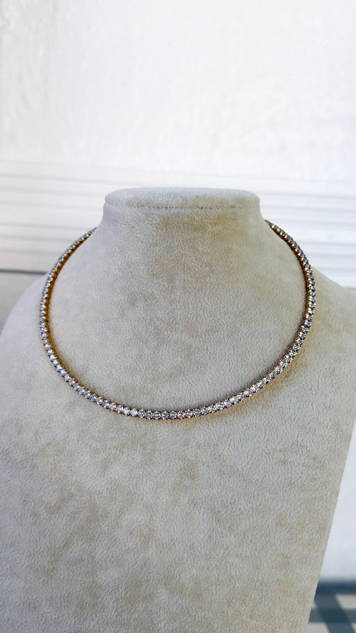 Luxe Tennis Necklace, Gold