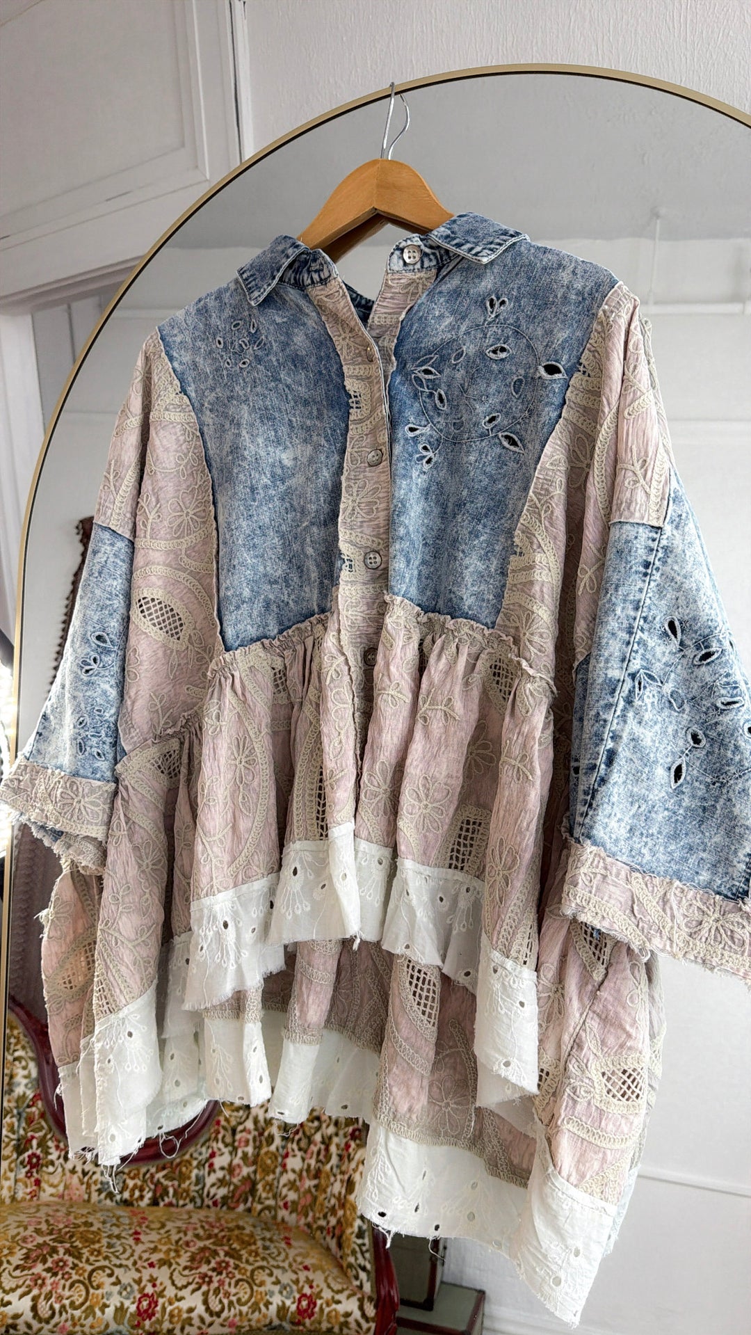 Dark Rise Eyelet Top, Denim