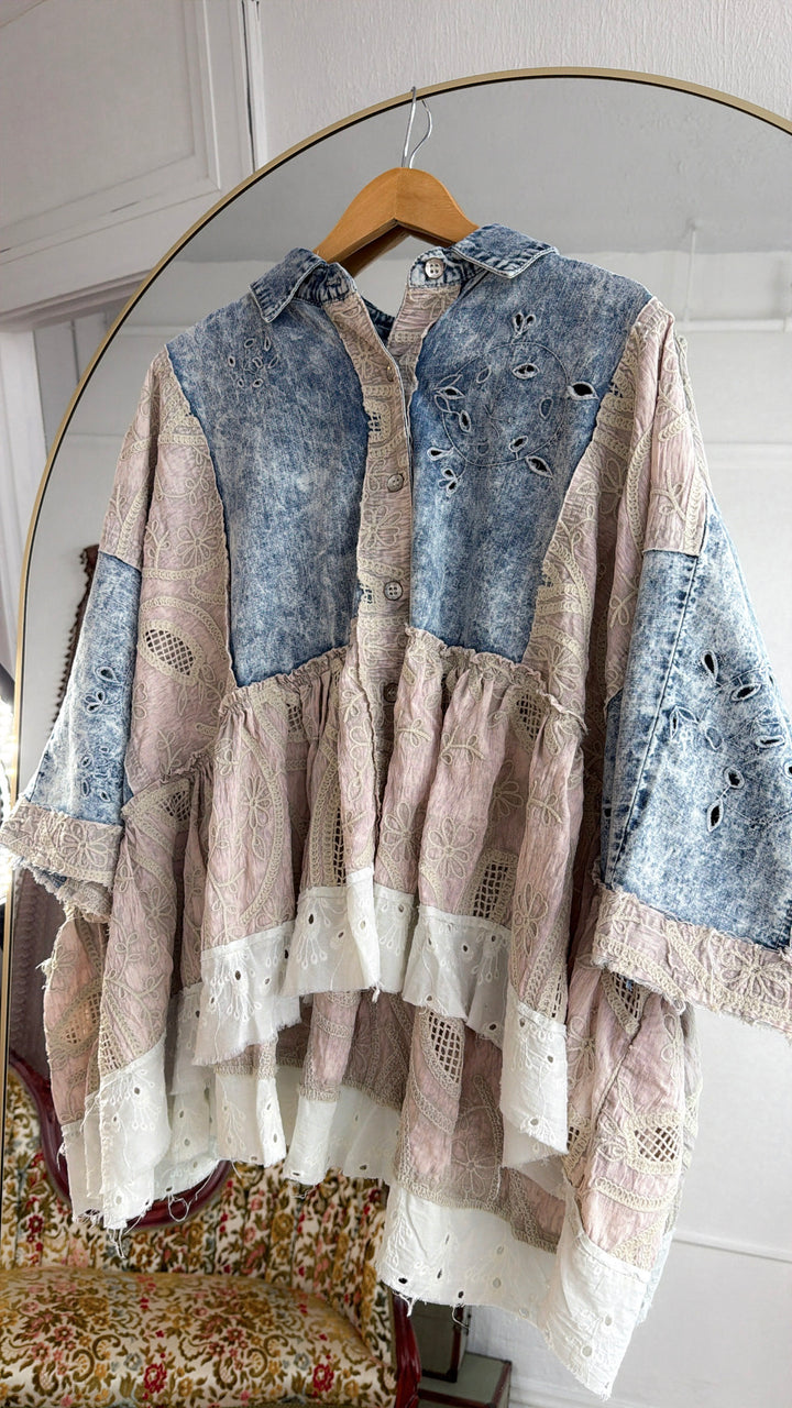 Dark Rise Eyelet Top, Denim