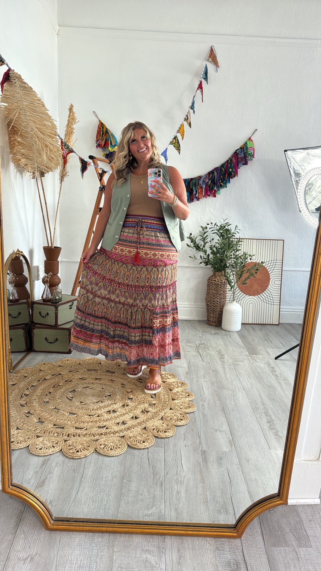 Brielle Boho Printed Maxi Skirt, Multi