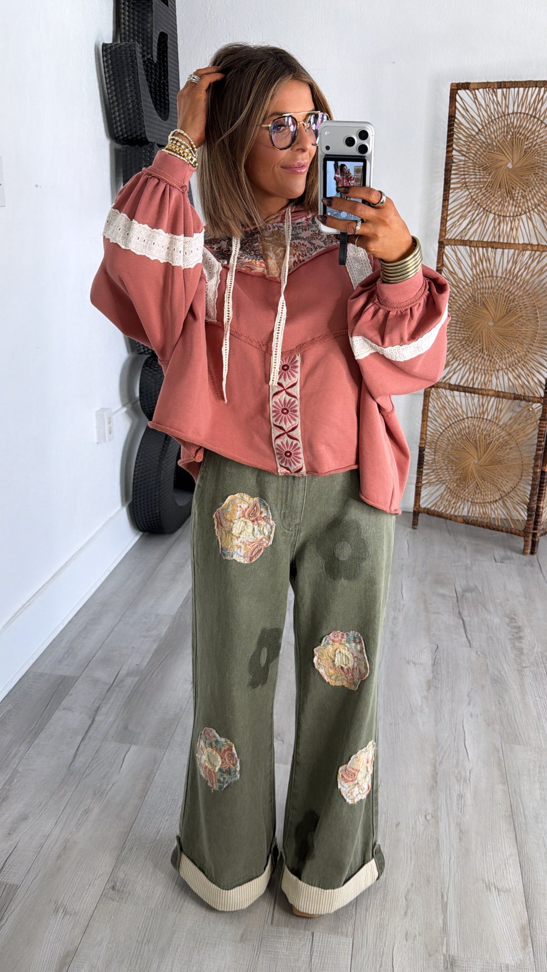 Sugar Stitch Hooded Sweater, Ginger