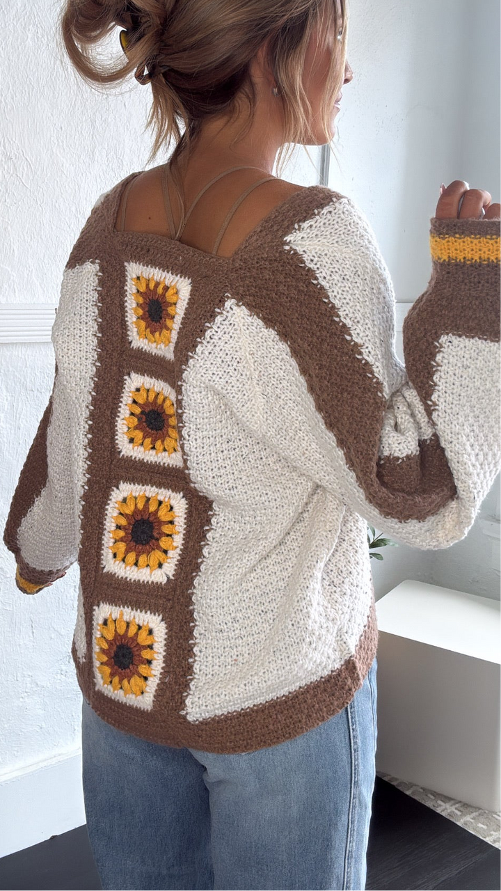 Sunflower Patch Cardigan, Brown