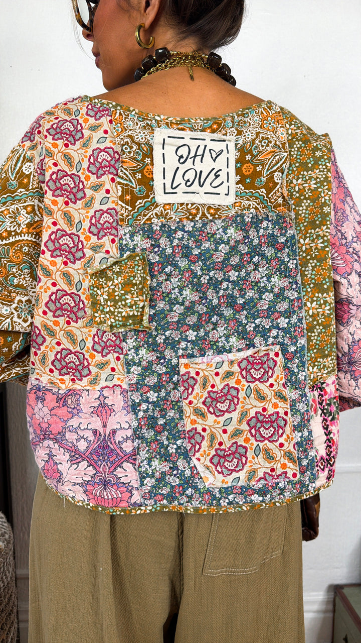 The Clara Patchwork Jacket, Pink Combo