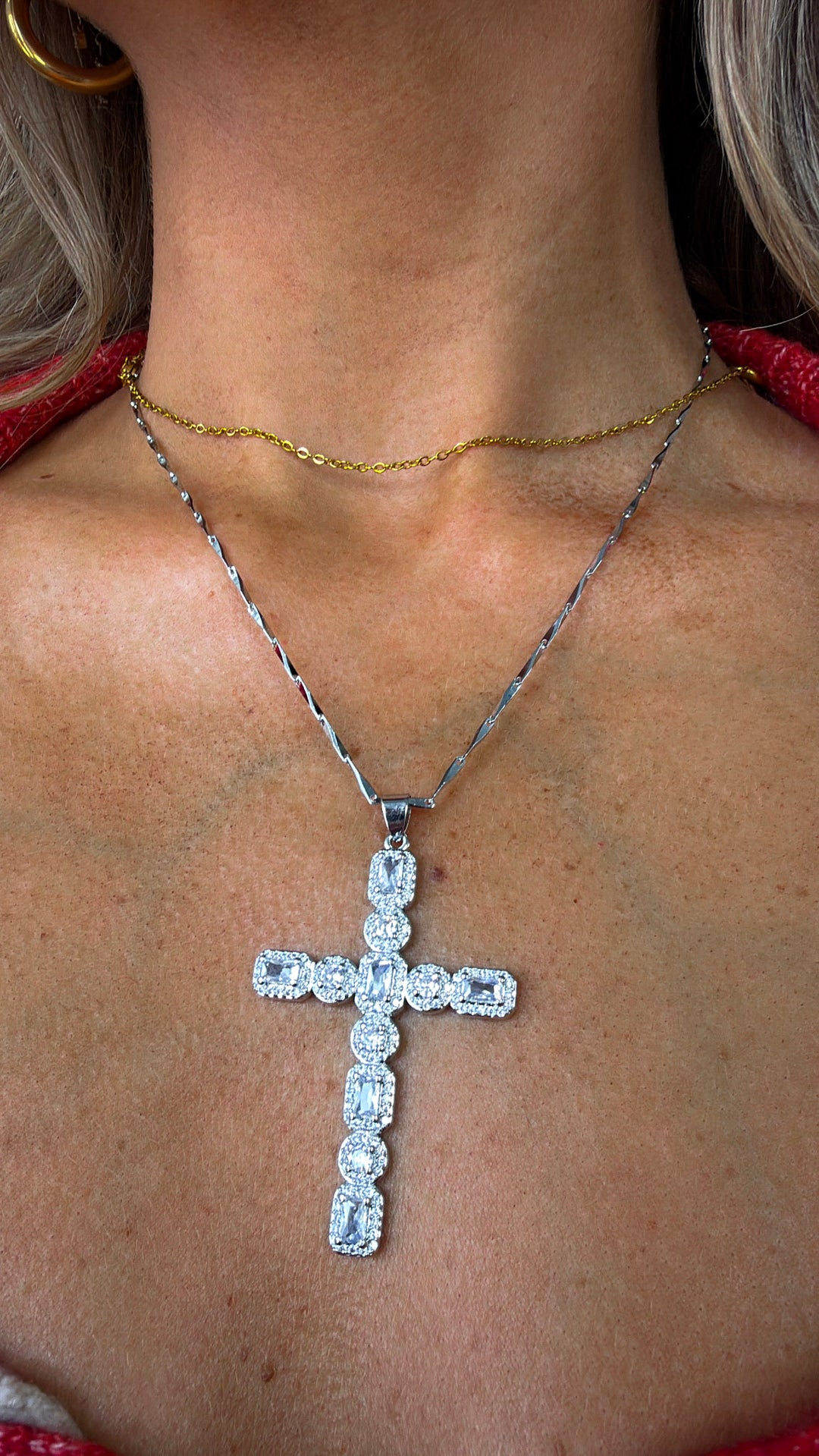 Heavenly Silver Cross Necklace