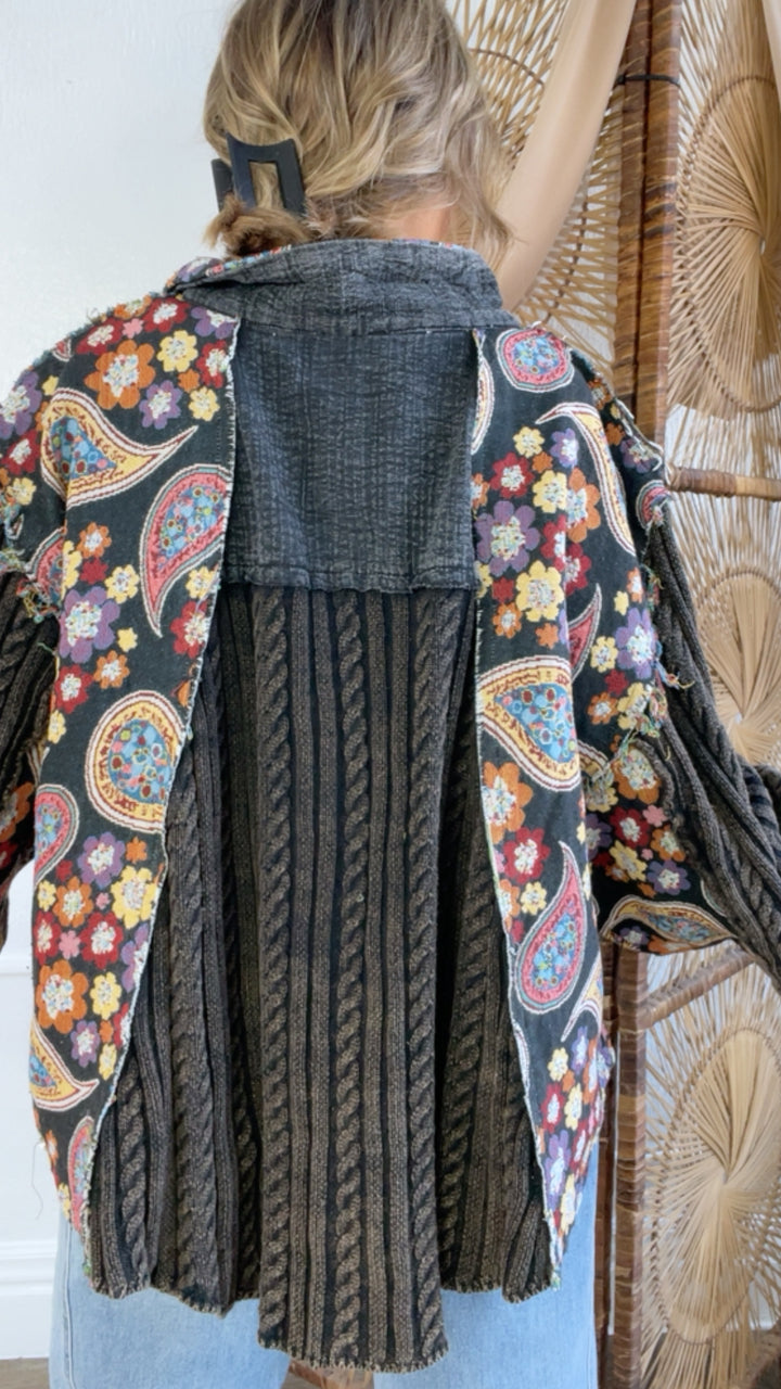 Celestial Paisley Cardigan, Black Multi