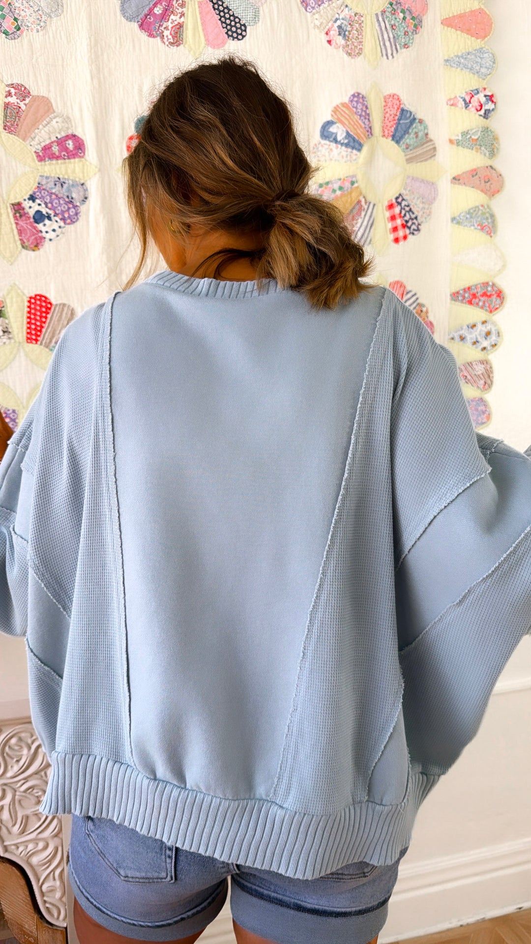 Cozy Mineral Washed Crewneck, Lt. Blue
