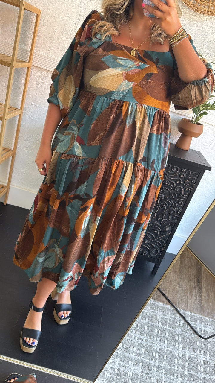 Dress To Impress Printed Maxi Dress, Teal