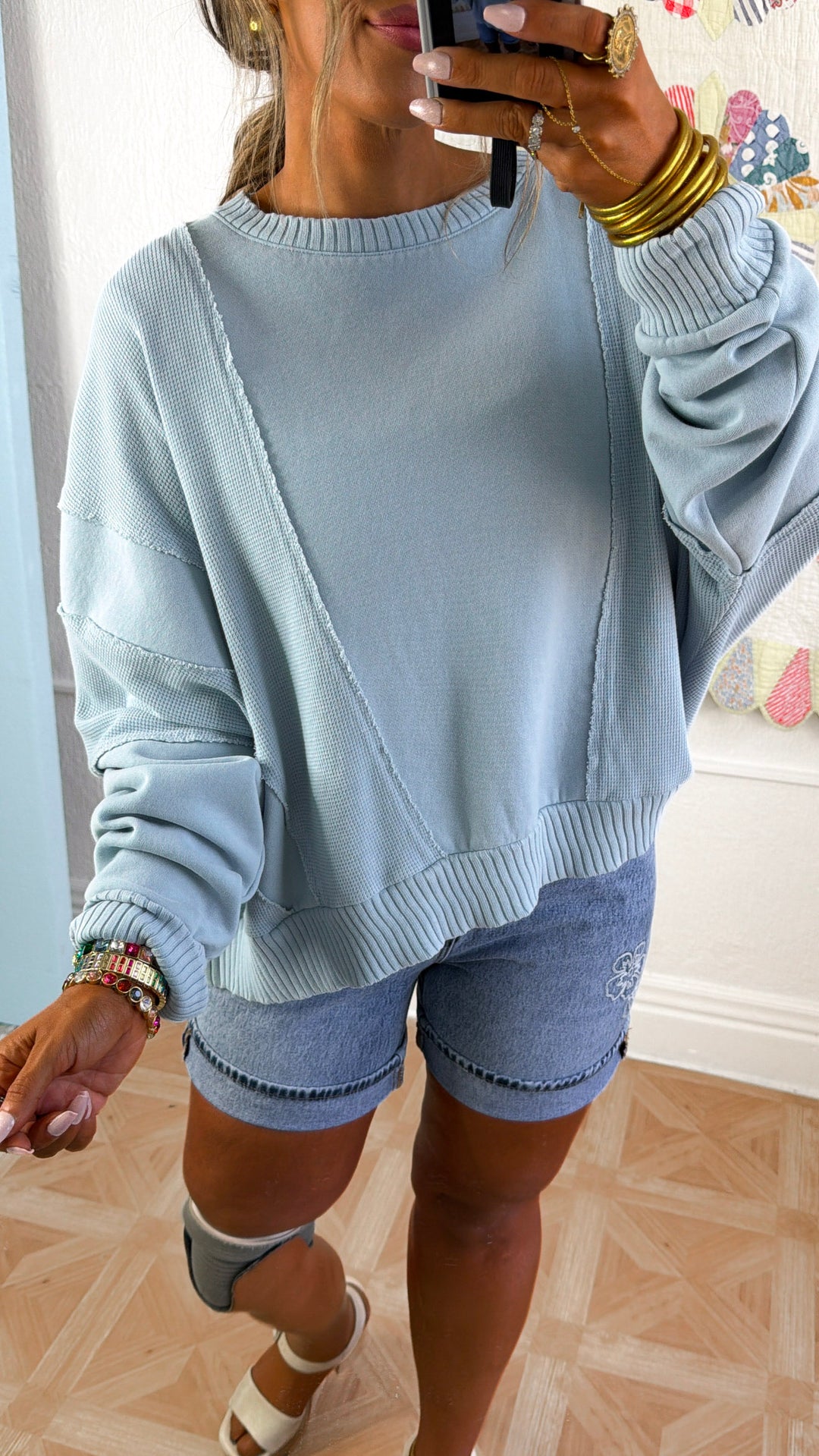 Cozy Mineral Washed Crewneck, Lt. Blue