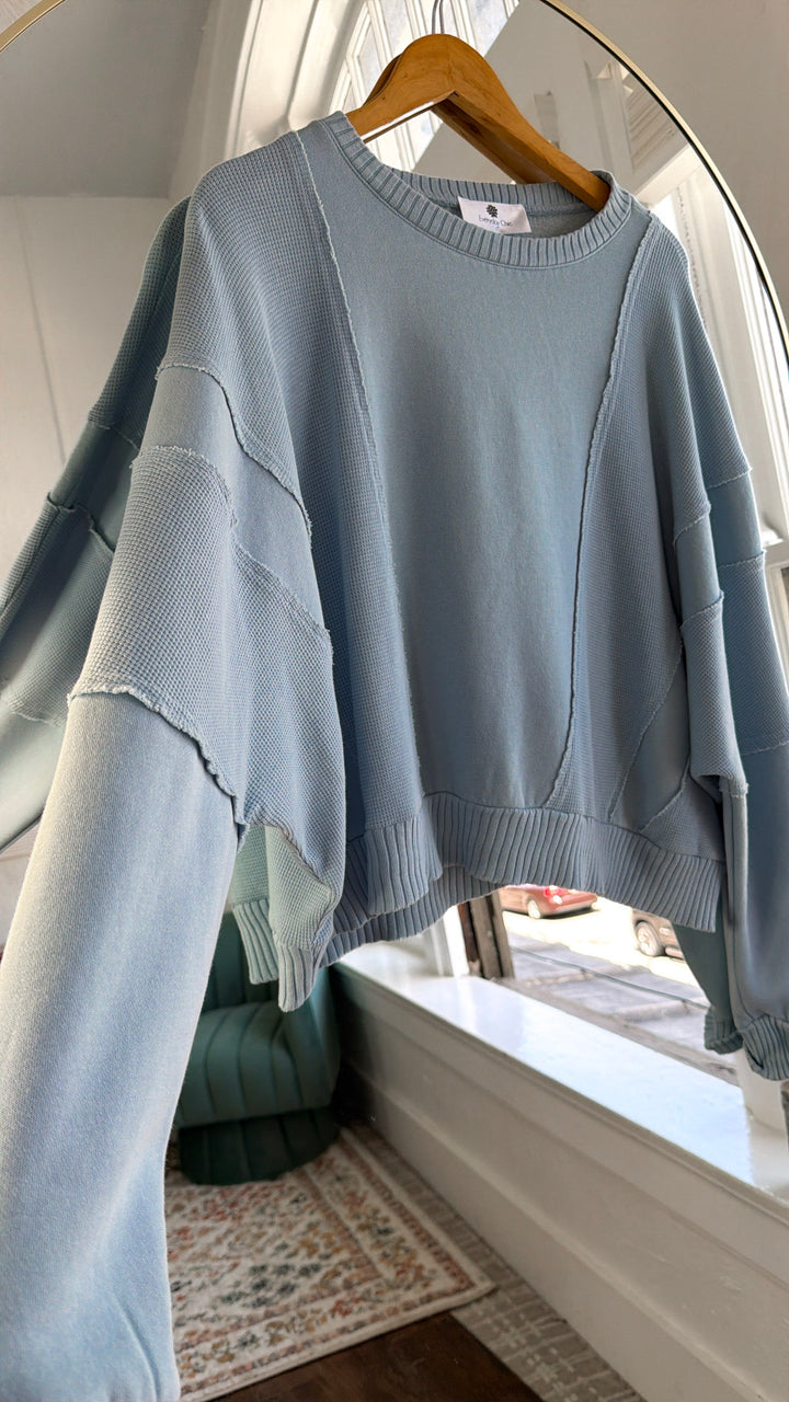 Cozy Mineral Washed Crewneck, Lt. Blue