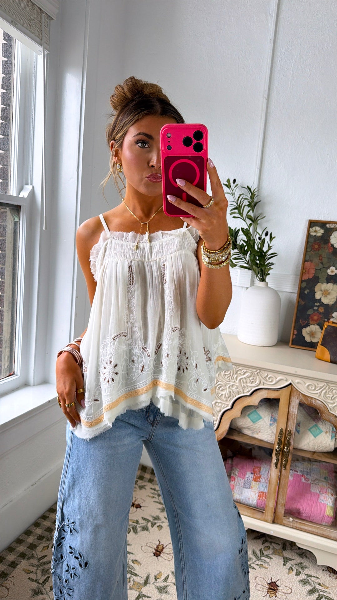 Maren Square Neck Tank, Natural