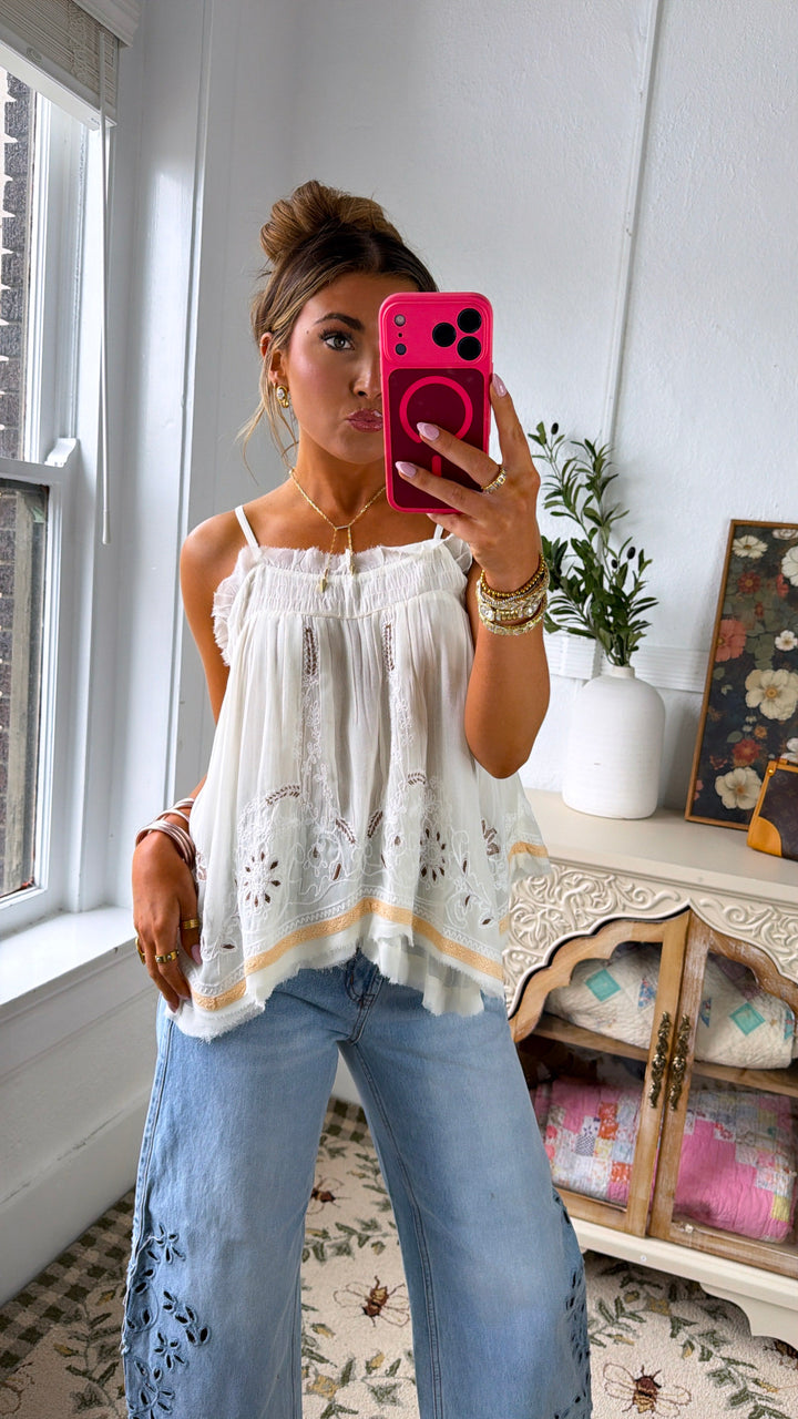 Maren Square Neck Tank, Natural