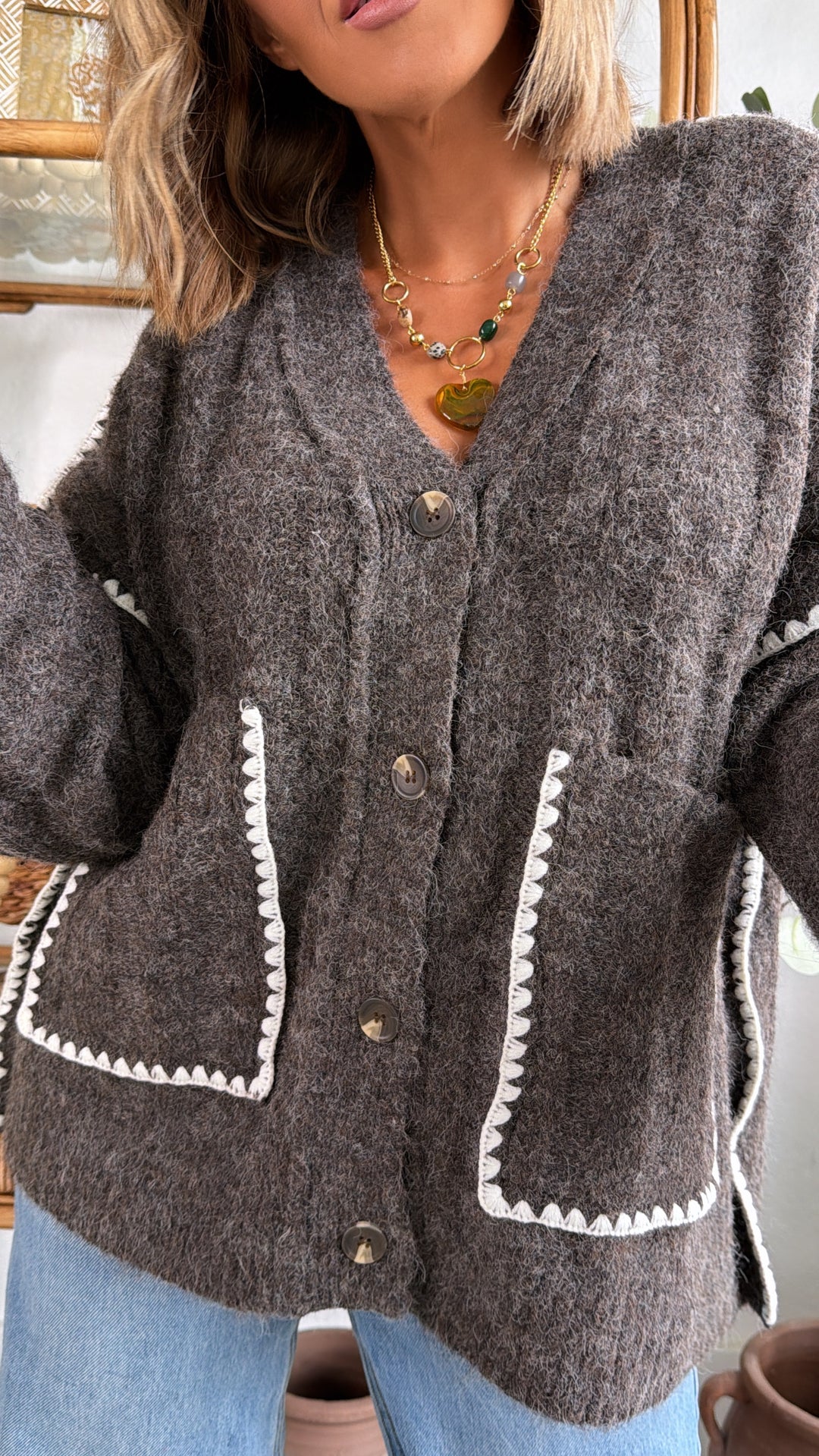 Rosewood Manor Cardigan, Dark Brown