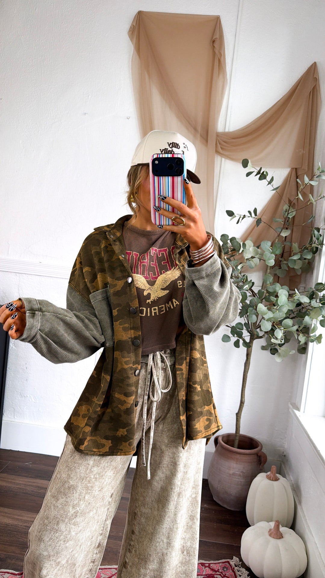 Slightly Camo Button Up Jacket, Olive Camo