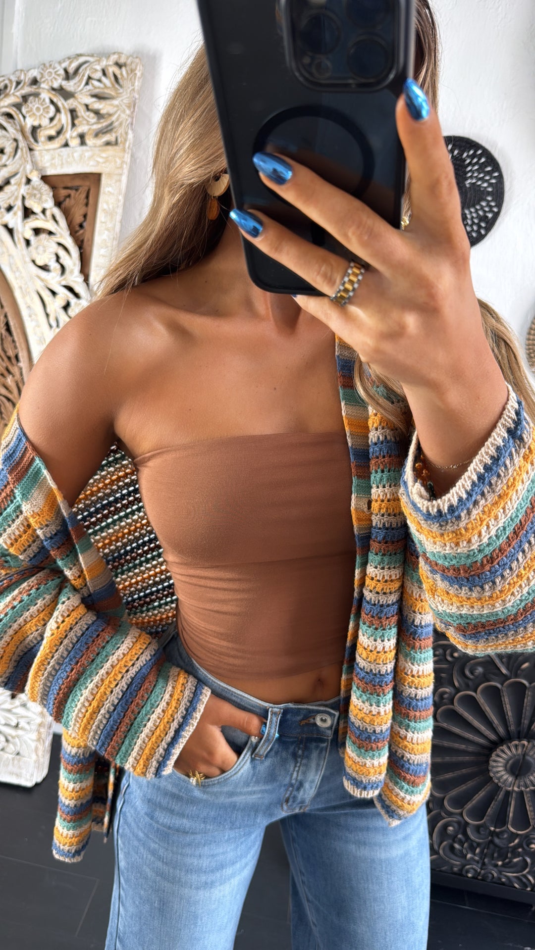 Homeroom Teacher Knit Cardigan, Yellow/ Multi