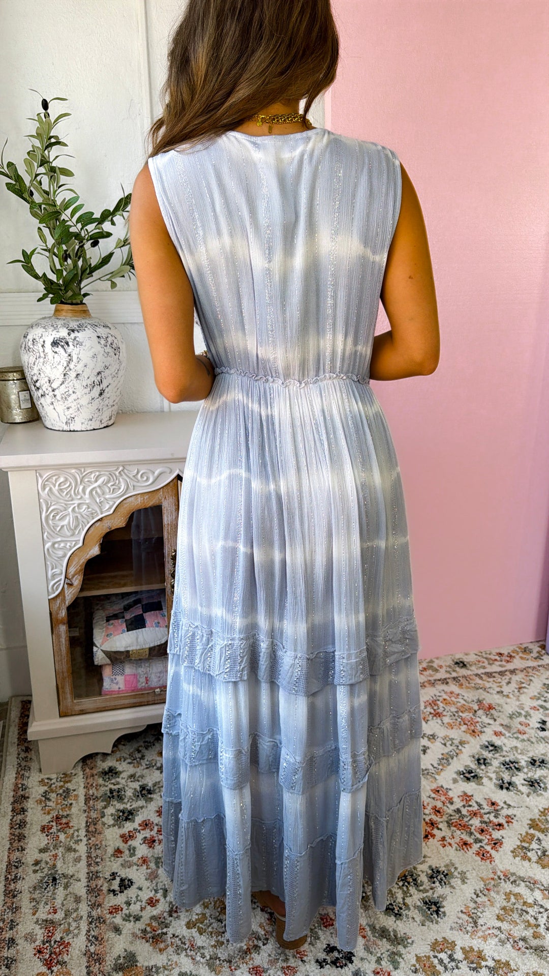 Just A Touch Of Sparkle Maxi Dress, Sky